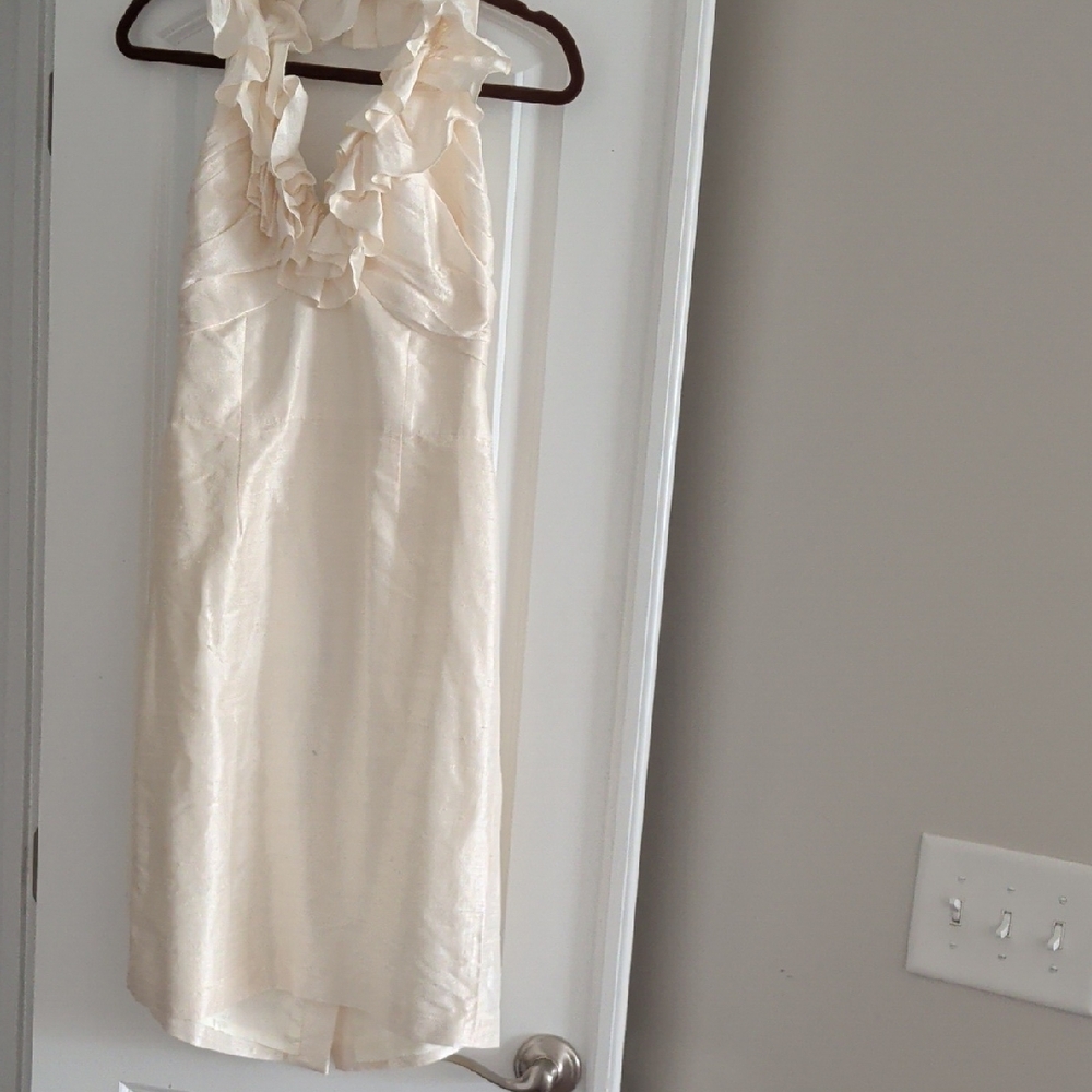 Watters Cream Ruffle Halter Chemise